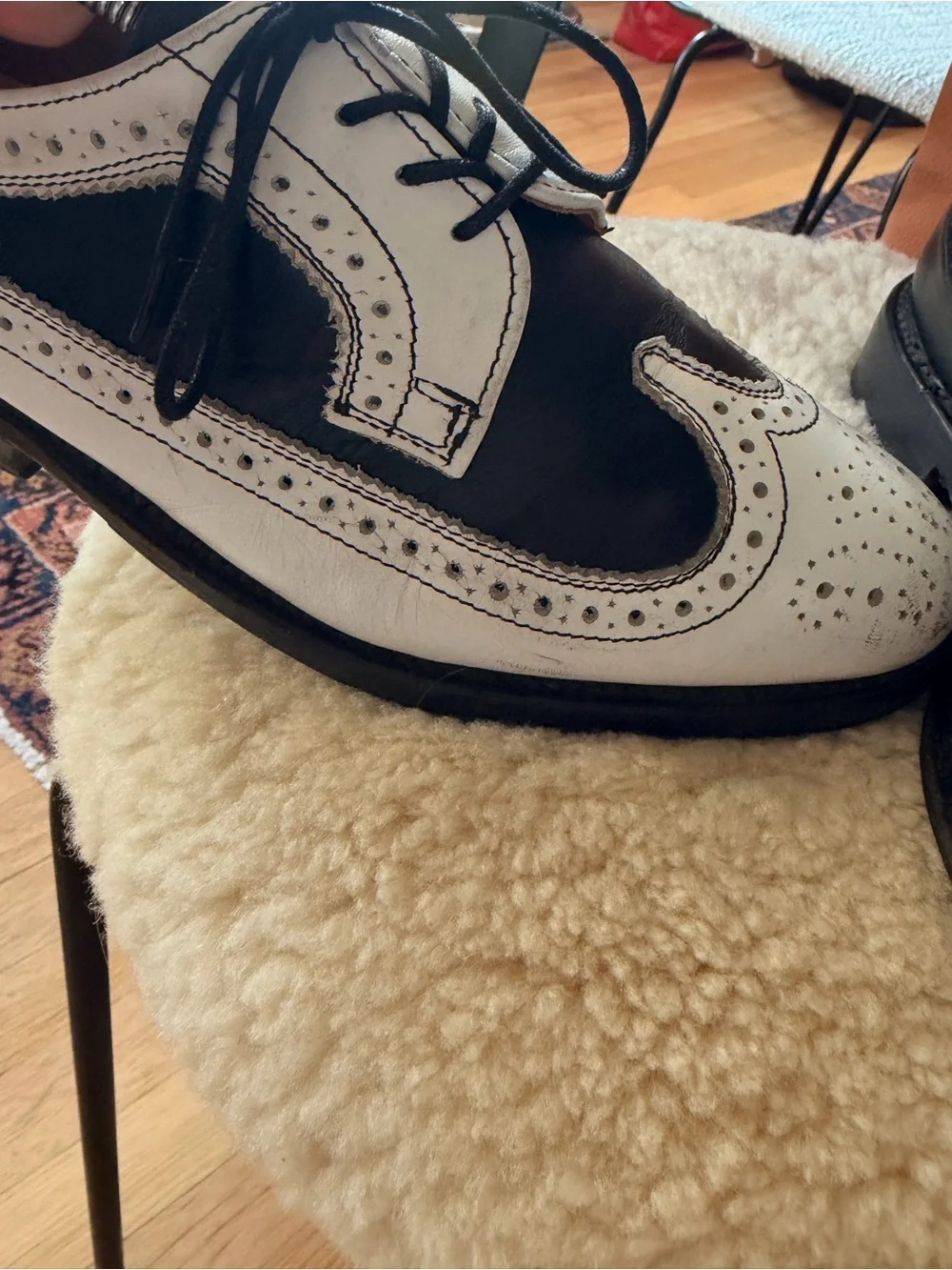 Thom Browne Black and White Two-Tone Wingtip Oxfords
